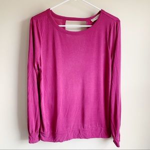 Loft Pink Wrap Bar Back Long Sleeve Top NWOT